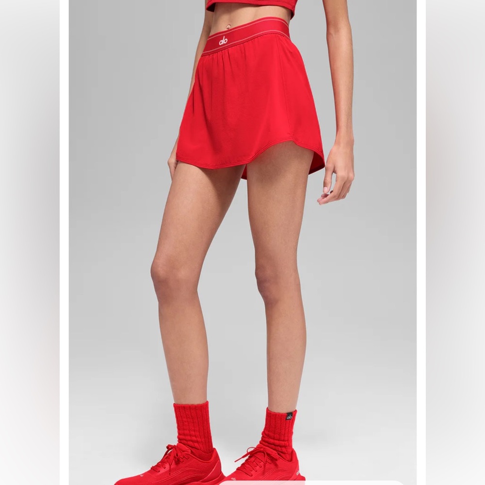 NWT ALO Yoga Match Point Tennis Skirt bright Red size xxs - sold out online - Picture 2 of 9